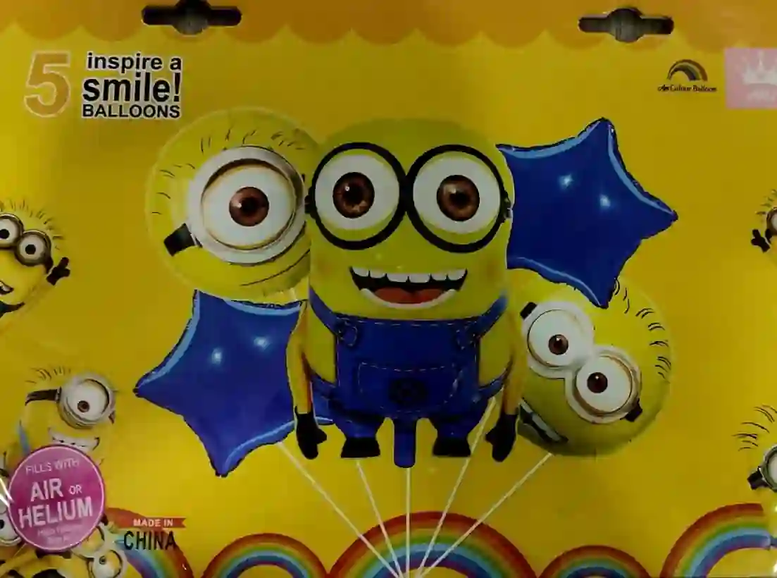 5piece Minion shaped helium foil balloon set
